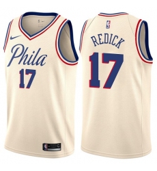 Men's Nike Philadelphia 76ers #17 JJ Redick Authentic Cream NBA Jersey - City Edition