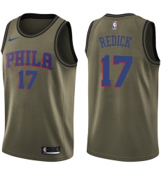 Men's Nike Philadelphia 76ers #17 JJ Redick Swingman Green Salute to Service NBA Jersey