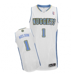 Men's Adidas Denver Nuggets #1 Jameer Nelson Authentic White Home NBA Jersey