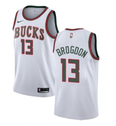 Men's Nike Milwaukee Bucks #13 Malcolm Brogdon Authentic White Fashion Hardwood Classics NBA Jersey