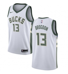 Men's Nike Milwaukee Bucks #13 Malcolm Brogdon Authentic White Home NBA Jersey - Association Edition