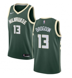 Men's Nike Milwaukee Bucks #13 Malcolm Brogdon Swingman Green Road NBA Jersey - Icon Edition