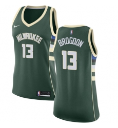 Women's Nike Milwaukee Bucks #13 Malcolm Brogdon Authentic Green Road NBA Jersey - Icon Edition