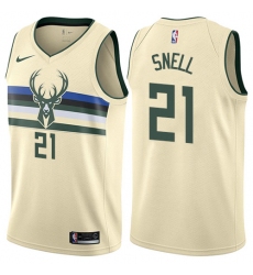 Men's Nike Milwaukee Bucks #21 Tony Snell Authentic Cream NBA Jersey - City Edition