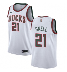 Men's Nike Milwaukee Bucks #21 Tony Snell Authentic White Fashion Hardwood Classics NBA Jersey