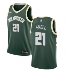 Men's Nike Milwaukee Bucks #21 Tony Snell Swingman Green Road NBA Jersey - Icon Edition