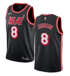 Men's Nike Miami Heat #8 Tyler Johnson Authentic Black Black Fashion Hardwood Classics NBA Jersey