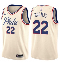 Men's Nike Philadelphia 76ers #22 Richaun Holmes Authentic Cream NBA Jersey - City Edition