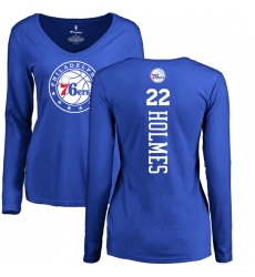 NBA Women's Nike Philadelphia 76ers #22 Richaun Holmes Royal Blue Backer Long Sleeve T-Shirt