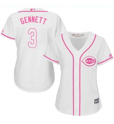 Women's Majestic Cincinnati Reds #3 Scooter Gennett Authentic White Fashion Cool Base MLB Jersey