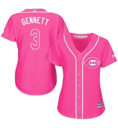 Women's Majestic Cincinnati Reds #3 Scooter Gennett Replica Pink Fashion Cool Base MLB Jersey