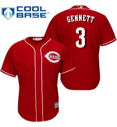 Youth Majestic Cincinnati Reds #3 Scooter Gennett Authentic Red Alternate Cool Base MLB Jersey