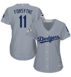 Women's Majestic Los Angeles Dodgers #11 Logan Forsythe Replica Grey Road 2017 World Series Bound Cool Base MLB Jersey