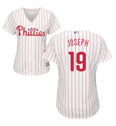 Women's Majestic Philadelphia Phillies #19 Tommy Joseph Authentic White/Red Strip Home Cool Base MLB Jersey