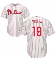 Youth Majestic Philadelphia Phillies #19 Tommy Joseph Replica White/Red Strip Home Cool Base MLB Jersey