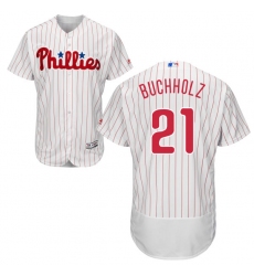 Men's Majestic Philadelphia Phillies #21 Clay Buchholz White Flexbase Authentic Collection MLB Jersey