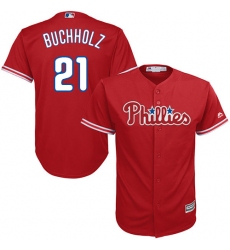 Youth Majestic Philadelphia Phillies #21 Clay Buchholz Replica Red Alternate Cool Base MLB Jersey