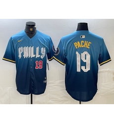 Men's Philadelphia Phillies #19 Cristian Pache Blue 2024 City Connect Limited Stitched Jerseys