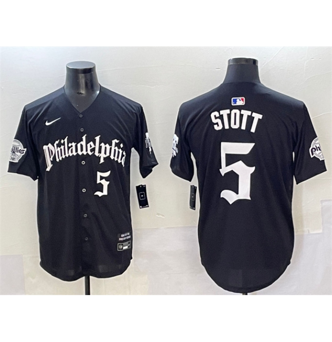 Men's Philadelphia Phillies #5 Bryson Stott Black Gothic Vapor Limited Stitched Jersey