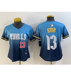 Women's Philadelphia Phillies #13 Stub Number Blue 2024 City Connect Limited Stitched Jerseys