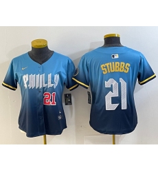 Women's Philadelphia Phillies #21 Garrett Stubbs Blue 2024 City Connect Limited Stitched Jerseys
