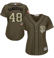 Women's Majestic San Francisco Giants #48 Pablo Sandoval Replica Green Salute to Service MLB Jersey