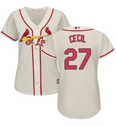 Women's Majestic St. Louis Cardinals #27 Brett Cecil Authentic Cream Alternate Cool Base MLB Jersey