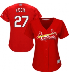 Women's Majestic St. Louis Cardinals #27 Brett Cecil Authentic Red Alternate Cool Base MLB Jersey