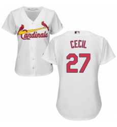 Women's Majestic St. Louis Cardinals #27 Brett Cecil Authentic White Home Cool Base MLB Jersey