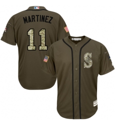 Men's Majestic Seattle Mariners #11 Edgar Martinez Authentic Green Salute to Service MLB Jersey