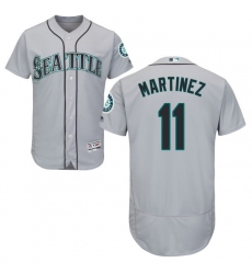 Men's Majestic Seattle Mariners #11 Edgar Martinez Grey Flexbase Authentic Collection MLB Jersey