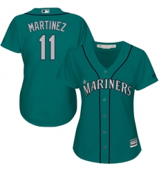 Women's Majestic Seattle Mariners #11 Edgar Martinez Replica Teal Green Alternate Cool Base MLB Jersey