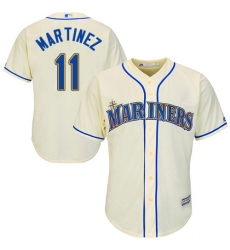 Youth Majestic Seattle Mariners #11 Edgar Martinez Authentic Cream Alternate Cool Base MLB Jersey