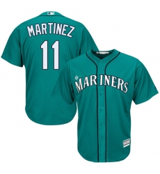 Youth Majestic Seattle Mariners #11 Edgar Martinez Authentic Teal Green Alternate Cool Base MLB Jersey