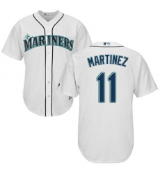 Youth Majestic Seattle Mariners #11 Edgar Martinez Authentic White Home Cool Base MLB Jersey