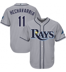 Men's Majestic Tampa Bay Rays #11 Adeiny Hechavarria Replica Grey Road Cool Base MLB Jersey