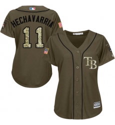 Women's Majestic Tampa Bay Rays #11 Adeiny Hechavarria Replica Green Salute to Service MLB Jersey