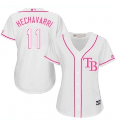 Women's Majestic Tampa Bay Rays #11 Adeiny Hechavarria Replica White Fashion Cool Base MLB Jersey