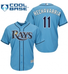 Youth Majestic Tampa Bay Rays #11 Adeiny Hechavarria Authentic Light Blue Alternate 2 Cool Base MLB Jersey