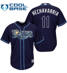 Youth Majestic Tampa Bay Rays #11 Adeiny Hechavarria Replica Navy Blue Alternate Cool Base MLB Jersey