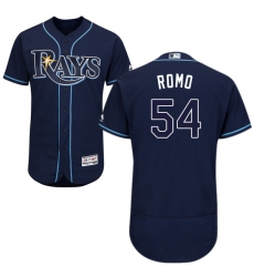 Men's Majestic Tampa Bay Rays #54 Sergio Romo Navy Blue Flexbase Authentic Collection MLB Jersey