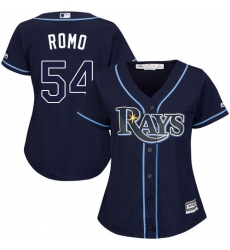 Women's Majestic Tampa Bay Rays #54 Sergio Romo Authentic Navy Blue Alternate Cool Base MLB Jersey