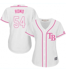 Women's Majestic Tampa Bay Rays #54 Sergio Romo Authentic White Fashion Cool Base MLB Jersey