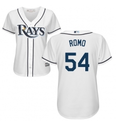 Women's Majestic Tampa Bay Rays #54 Sergio Romo Authentic White Home Cool Base MLB Jersey