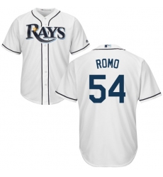 Youth Majestic Tampa Bay Rays #54 Sergio Romo Authentic White Home Cool Base MLB Jersey