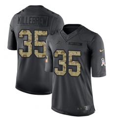 Men's Nike Detroit Lions #35 Miles Killebrew Limited Black 2016 Salute to Service NFL Jersey