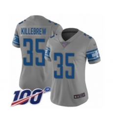 Women's Detroit Lions #35 Miles Killebrew Limited Gray Inverted Legend 100th Season Football Jersey