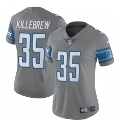 Women's Nike Detroit Lions #35 Miles Killebrew Limited Steel Rush Vapor Untouchable NFL Jersey