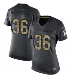 Women's Nike Detroit Lions #36 Dwayne Washington Limited Black 2016 Salute to Service NFL Jersey