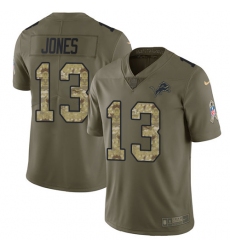 Youth Nike Detroit Lions #13 T.J. Jones Limited Olive/Camo Salute to Service NFL Jersey